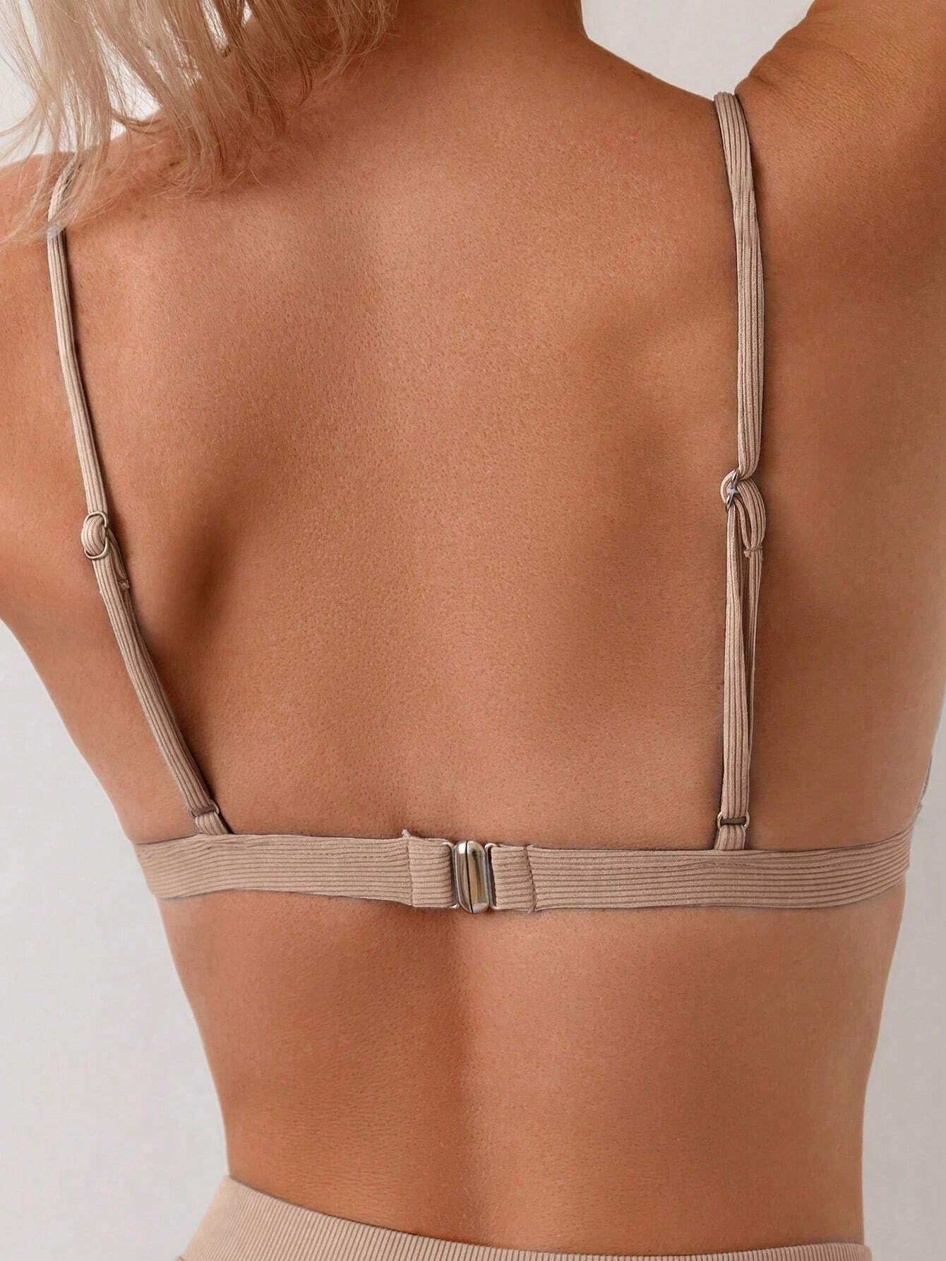 Swim Solid Triangle High Waisted Summer Beach Bikini Set