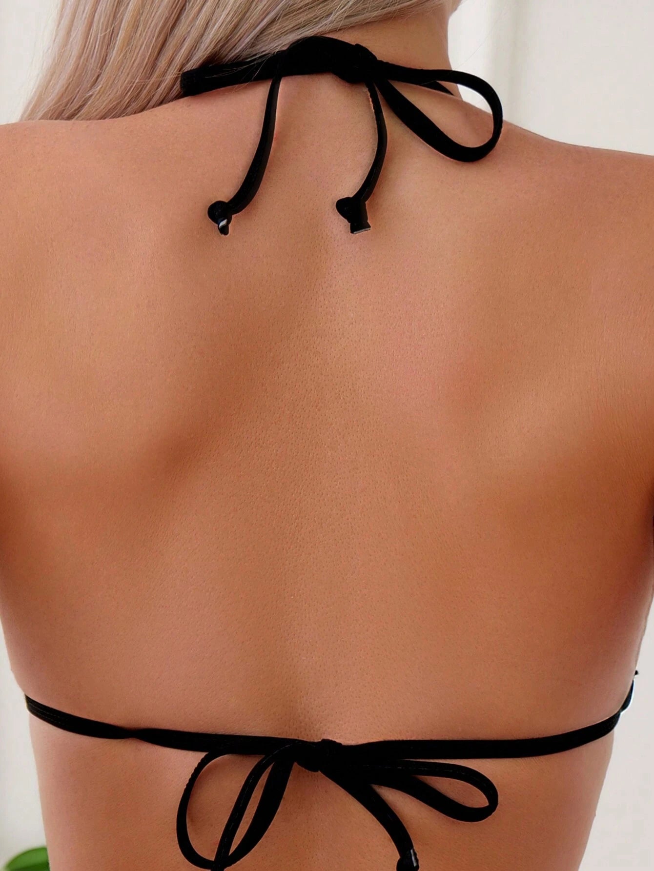 Swim Basics Summer Beach Chain Linked Halter Triangle Bikini Set