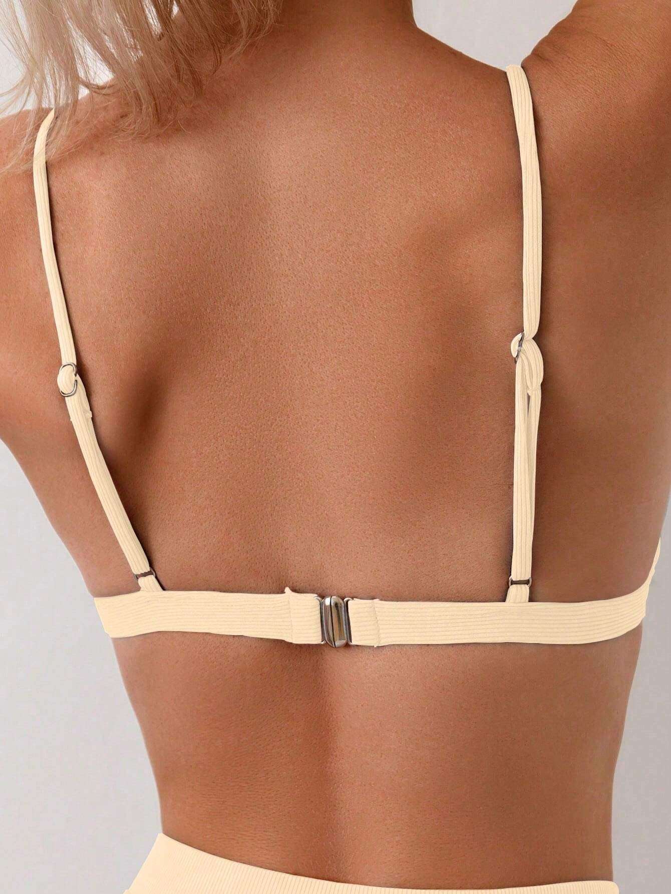 Swim Women'S Solid Color Sexy Bikini Set, Vacation Beach Swimwear