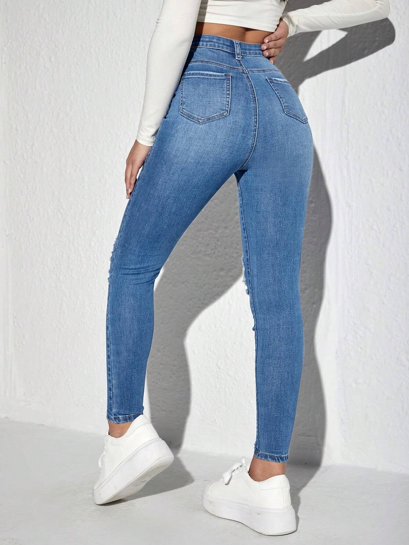 Ezwear Ripped Detail Skinny Jeans Ripped Jeans