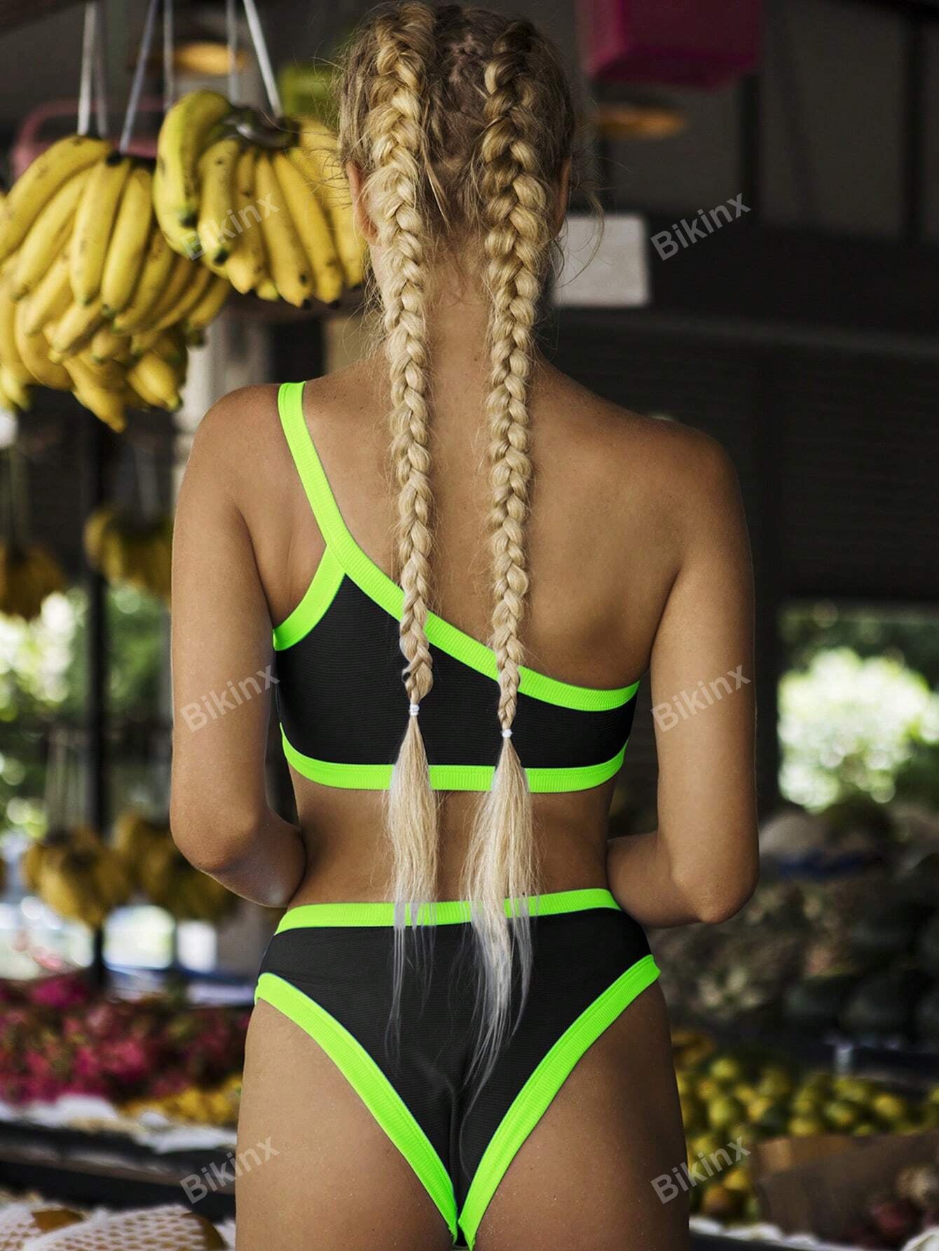 Bikinx Contrast Binding Bikini Set for Summer Beach, Vocation Bikini